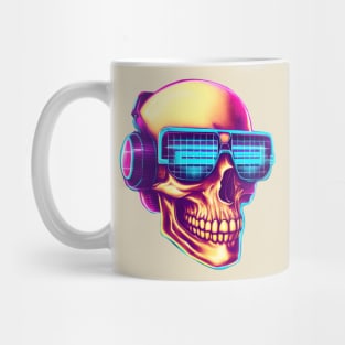 Synthwave skull with sunglasses and headphones Mug